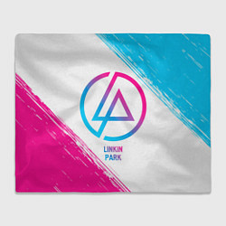 Плед флисовый Linkin Park neon gradient style, цвет: 3D-велсофт