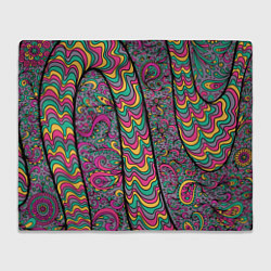 Плед флисовый Цветочно-бензиновый узор, цвет: 3D-велсофт
