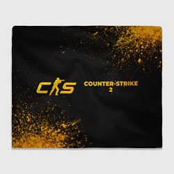 Плед Counter-Strike 2 - gold gradient: надпись и символ