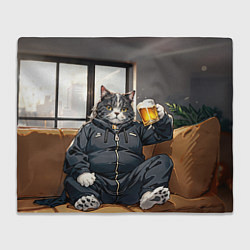 Плед Толстый кот со стаканом пива