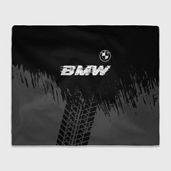 Плед BMW speed на темном фоне со следами шин: символ св