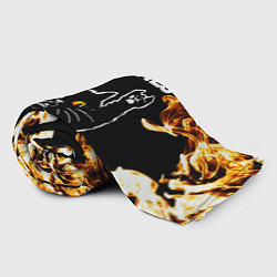 Плед флисовый Ramones рок кот и огонь, цвет: 3D-велсофт — фото 2