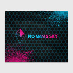 Плед флисовый No Mans Sky - neon gradient: надпись и символ, цвет: 3D-велсофт
