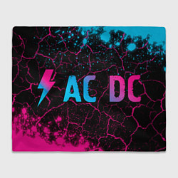 Плед флисовый AC DC - neon gradient: надпись и символ, цвет: 3D-велсофт