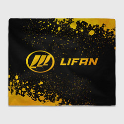 Плед флисовый Lifan - gold gradient: надпись и символ, цвет: 3D-велсофт