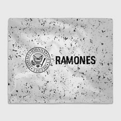 Плед Ramones glitch на светлом фоне: надпись и символ