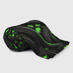 Плед флисовый Green black abstract, цвет: 3D-велсофт — фото 2