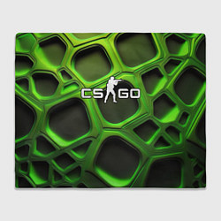 Плед флисовый CS GO объемные зеленые соты, цвет: 3D-велсофт
