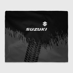 Плед Suzuki speed на темном фоне со следами шин: символ