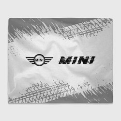 Плед Mini speed на светлом фоне со следами шин: надпись