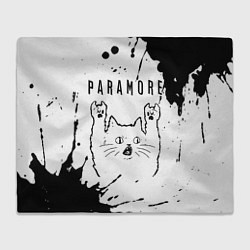 Плед флисовый Paramore рок кот на светлом фоне, цвет: 3D-велсофт