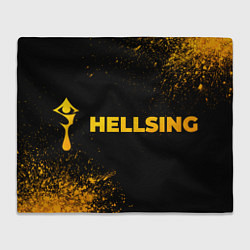 Плед флисовый Hellsing - gold gradient: надпись и символ, цвет: 3D-велсофт