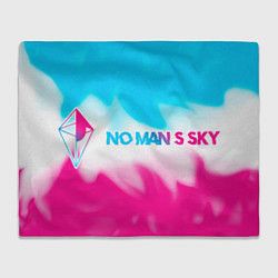 Плед флисовый No Mans Sky neon gradient style: надпись и символ, цвет: 3D-велсофт