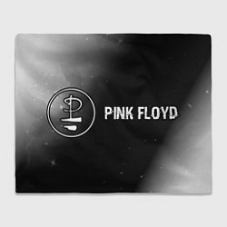 Плед флисовый Pink Floyd glitch на темном фоне: надпись и символ, цвет: 3D-велсофт