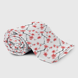 Плед флисовый Акварельные цветы сакуры паттерн, цвет: 3D-велсофт — фото 2