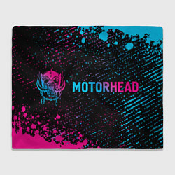 Плед Motorhead - neon gradient: надпись и символ