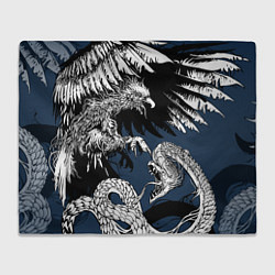 Плед флисовый Орёл против змеи, цвет: 3D-велсофт