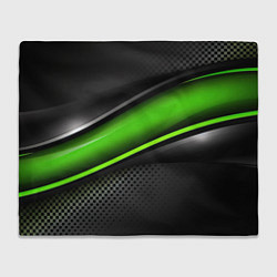 Плед флисовый Зеленая объемная полосы, цвет: 3D-велсофт