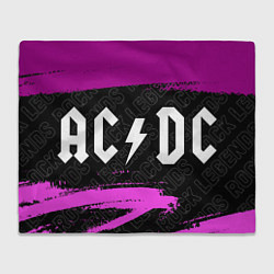 Плед флисовый AC DC rock legends: надпись и символ, цвет: 3D-велсофт