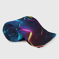 Плед флисовый Neon cyberpunk logo, цвет: 3D-велсофт — фото 2