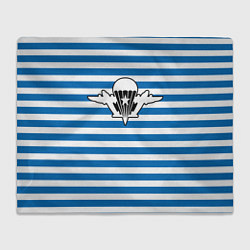 Плед флисовый Тельняшка синяя - логотип вдв, цвет: 3D-велсофт
