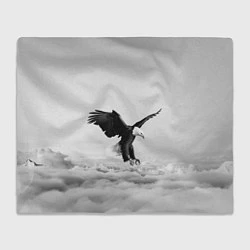 Плед флисовый Орёл в облаках черно-белый, цвет: 3D-велсофт