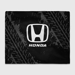 Плед Honda speed на темном фоне со следами шин