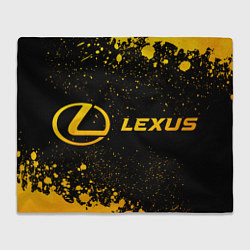 Плед флисовый Lexus - gold gradient: надпись и символ, цвет: 3D-велсофт