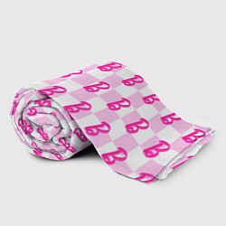 Плед флисовый Розовая шашка и Барби, цвет: 3D-велсофт — фото 2