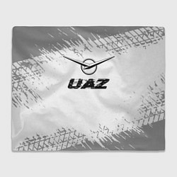 Плед UAZ speed на светлом фоне со следами шин