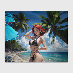 Плед Девушка с рыжими волосами на пляже