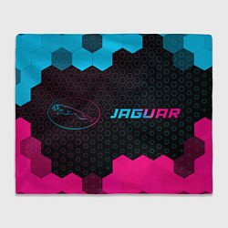 Плед Jaguar - neon gradient: надпись и символ
