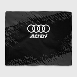 Плед Audi speed на темном фоне со следами шин