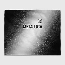 Плед флисовый Metallica glitch на светлом фоне: символ сверху, цвет: 3D-велсофт