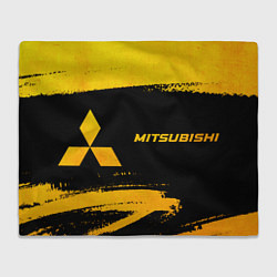 Плед флисовый Mitsubishi - gold gradient: надпись и символ, цвет: 3D-велсофт