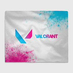 Плед флисовый Valorant neon gradient style: надпись и символ, цвет: 3D-велсофт