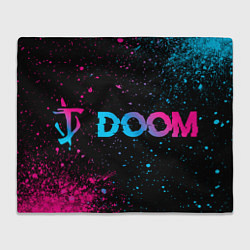 Плед Doom - neon gradient: надпись и символ