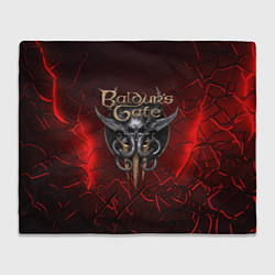 Плед флисовый Baldurs Gate 3 logo red, цвет: 3D-велсофт