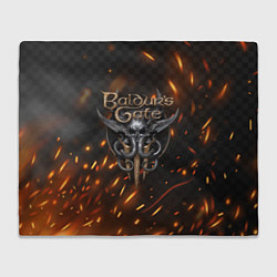Плед флисовый Baldurs Gate 3 logo fire, цвет: 3D-велсофт