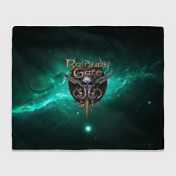 Плед флисовый Baldurs Gate 3 logo green, цвет: 3D-велсофт