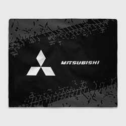 Плед Mitsubishi speed на темном фоне со следами шин: на