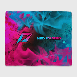 Плед Need for Speed - neon gradient: надпись и символ