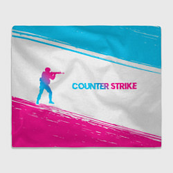 Плед Counter Strike neon gradient style: надпись и симв