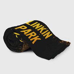 Плед флисовый Linkin Park - gold gradient: надпись и символ, цвет: 3D-велсофт — фото 2
