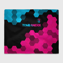 Плед флисовый Tomb Raider - neon gradient: символ сверху, цвет: 3D-велсофт