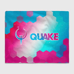 Плед Quake neon gradient style: надпись и символ