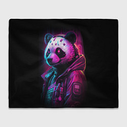 Плед флисовый Panda cyberpunk, цвет: 3D-велсофт