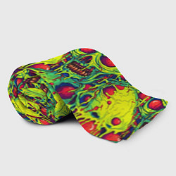 Плед флисовый Зеленые психоделические черепа, цвет: 3D-велсофт — фото 2