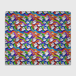 Плед флисовый Веселые привидения на красочном фоне, цвет: 3D-велсофт