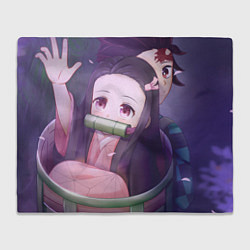Плед флисовый Клинок рассекающий демонов Тандзиро Нэдзуко Kamado, цвет: 3D-велсофт